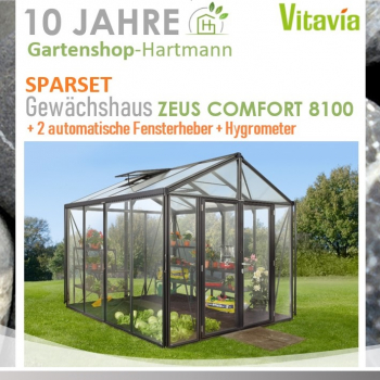 Vitavia Gewächshaus Zeus Comfort 8100 ESG/HKP 258x316cm schwarz +100€ Zubehör !
